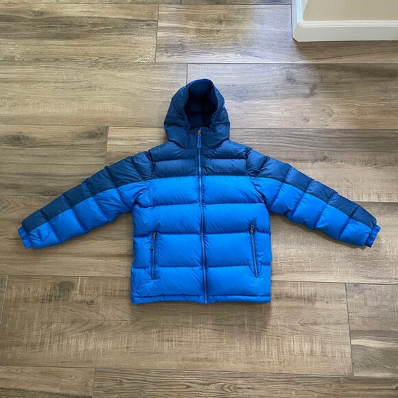 Marmot Parka Kids XL Blue Guides Down Hoodie 73700 Winter Outdoor Puffer Jacket